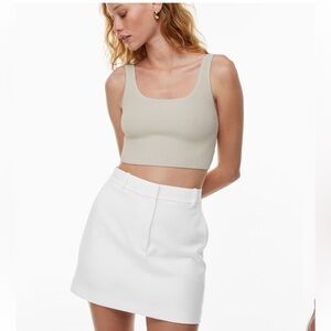 Babaton Sculpt Knit Squareneck Cropped Tank in Matte Pearl Size XL